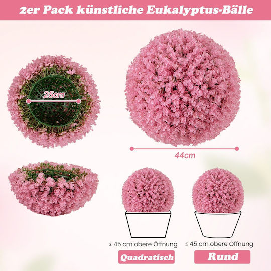 Costway Artificial Topiary Balls for Outdoor Indoor Spaces Durable Pe Material Set of 2 Pieces Pink Purple Shade Hz10269