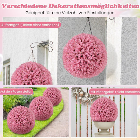 Costway Artificial Topiary Balls for Outdoor Indoor Spaces Durable Pe Material Set of 2 Pieces Pink Purple Shade Hz10269