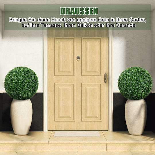Costway Set of 2 High-Quality PE Artificial Boxwood Spheres for Indoor Outdoor Decoration Hz10288-m