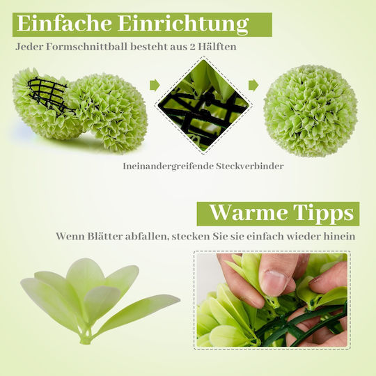 Costway Set of 2 Artificial Boxwood Balls High-Quality Material Pe Hz10273-gn