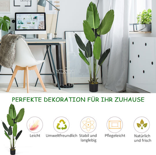 Costway Plantă Artificială Plantă Verde Artificială 160 cm Palmier Tropical Artificial Monstera Plantă Șarpe Hz10194