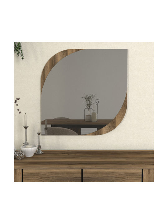 Megapap Lava Wall Mirror with Brown Wooden Frame 70x70cm 1pcs