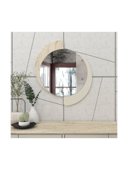 Megapap Sevilla Wall Mirror Oval with Beige Wooden Frame 69x59.2cm 1pcs