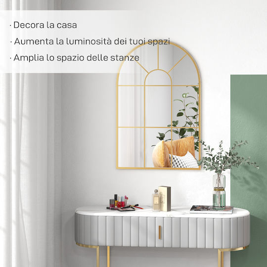 HomCom Oglindă de Perete cu Auriu Ramă din Metalic 91x60cm 1buc