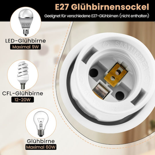 Costway Floor Lamp H146xW26cm. with Socket for Bulb E27 Gray