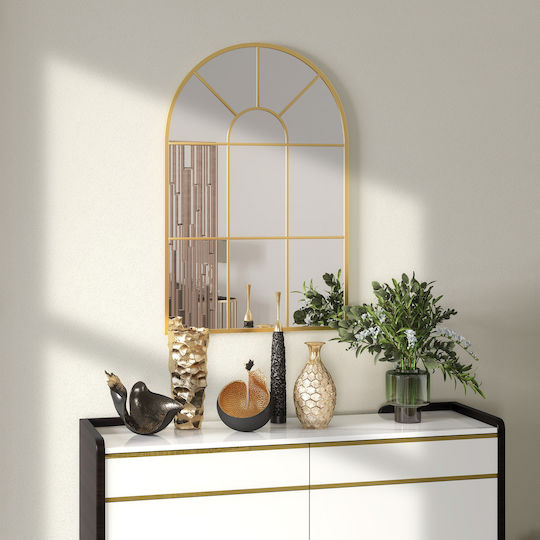 HomCom Oglindă de Perete cu Auriu Ramă din Metalic 91x60cm 1buc