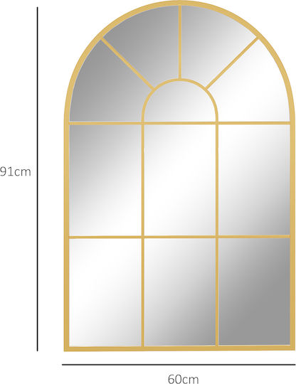 HomCom Oglindă de Perete cu Auriu Ramă din Metalic 91x60cm 1buc