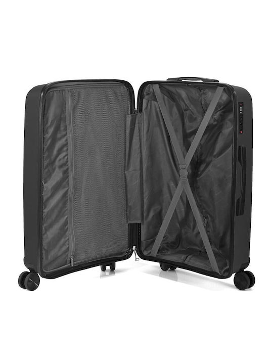 Benzi Medium Hard Black Suitcase With 4 Wheels Height 67cm