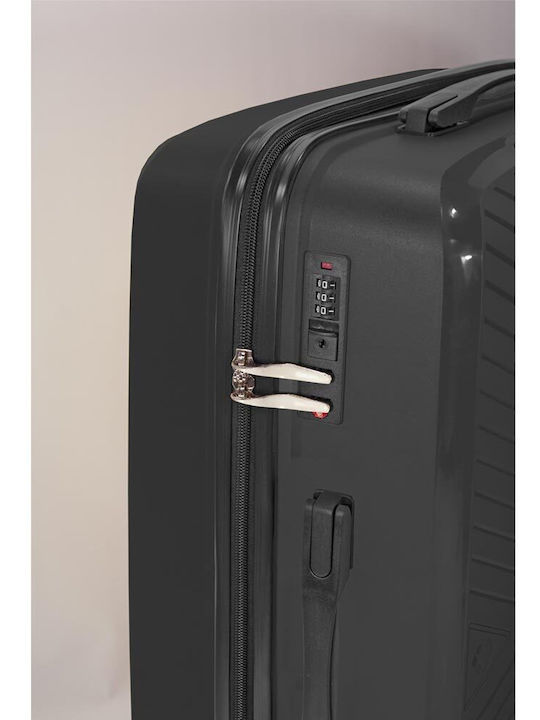 Benzi Medium Hard Black Suitcase With 4 Wheels Height 67cm