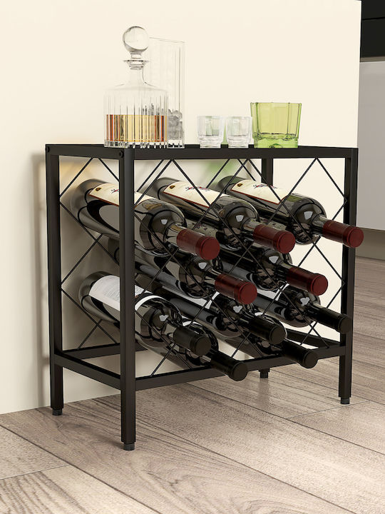 HomCom Επιδαπέδια Κάβα Ποτών Μεταλλική Μαύρη 41x22x41εκ.