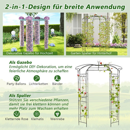 Costway Multifunktionaler Gartenpavillon Vogelkäfig-Form Haken Hängende Pflanzen Gt4147bk