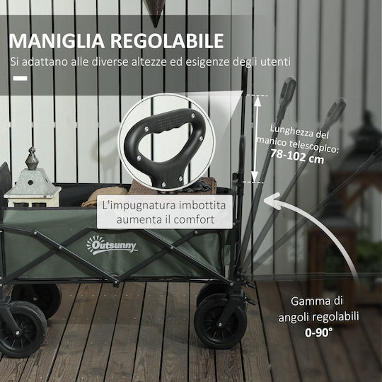 Foldable Garden Cart Metallic Four-wheel 95lt 21x48x78cm.