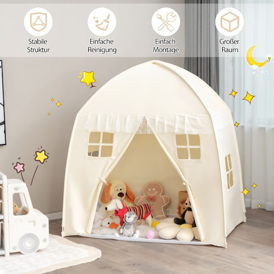 Costway Kinderzelt Kleines Haus Beige