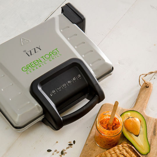 Izzy Green Toast XL Sandwich Maker Grill with Removable Plates 2100W Gray