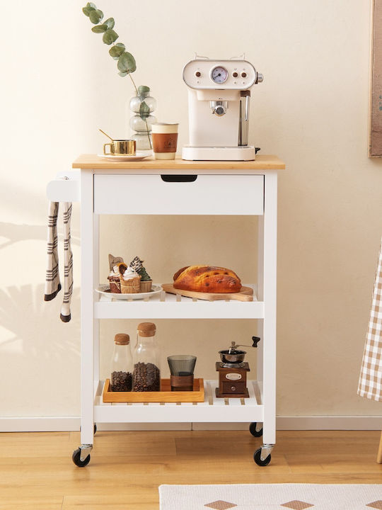 Costway Kitchen Trolley Wooden White