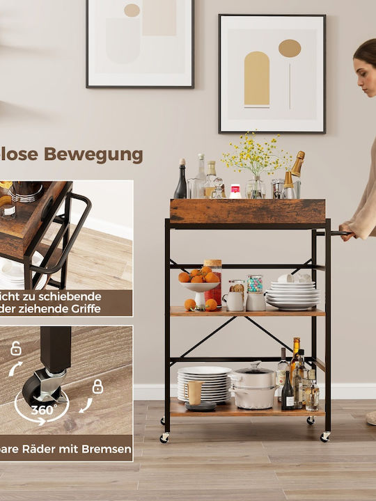 Costway Kitchen Trolley Metallic Brown