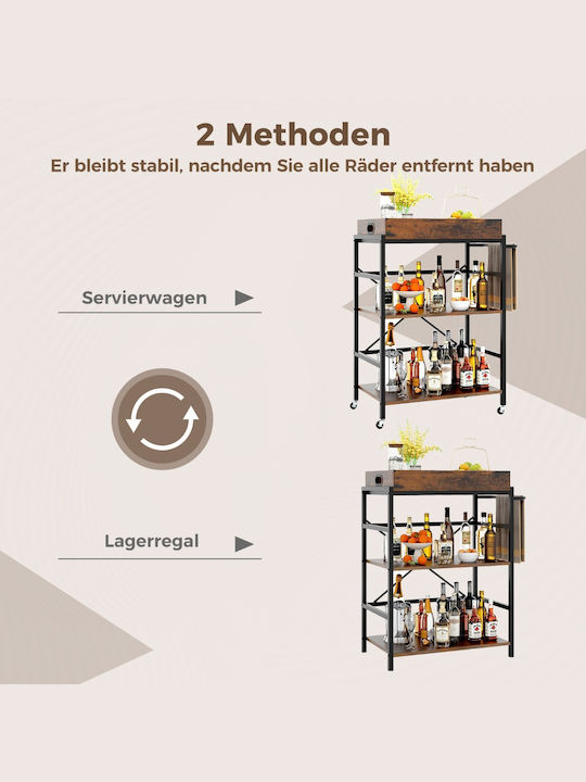 Costway Kitchen Trolley Metallic Brown