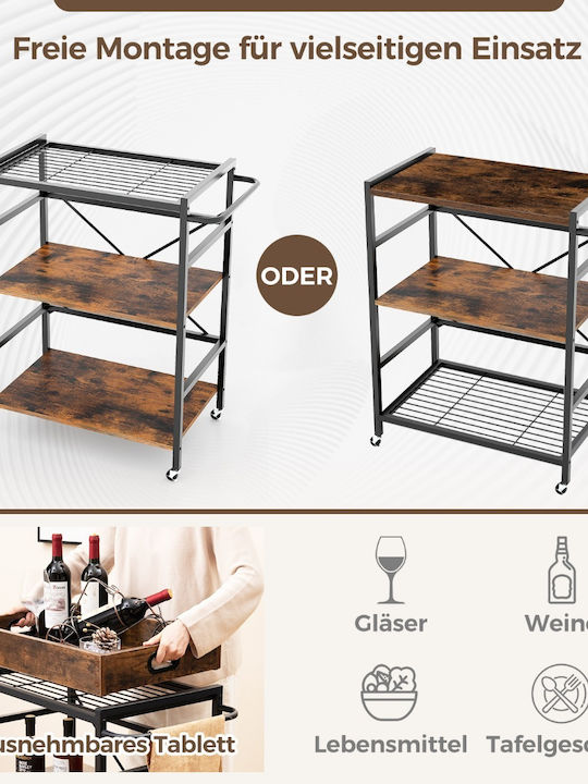 Costway Kitchen Trolley Metallic Brown