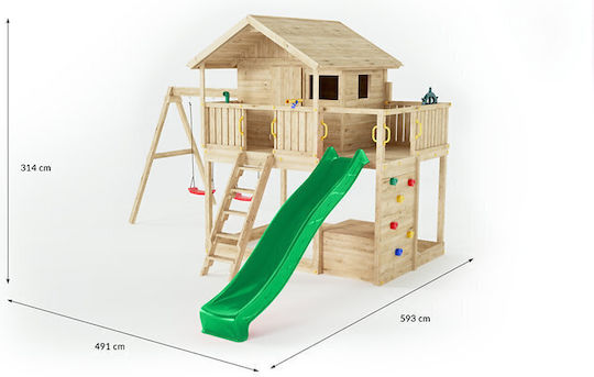 Fungoo Fungoo Holzturm Spielplatzspielzeug mit Kletterfläche Mehrfarbig