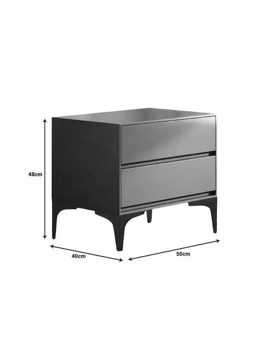 Nachttisch Lamesa Holz mit Metallbeinen Schwarz 50x40x48cm