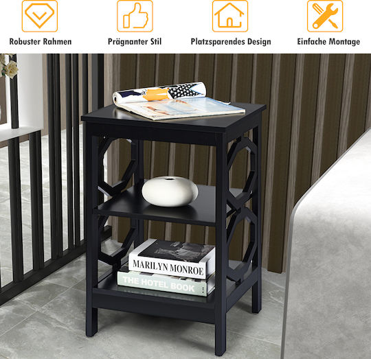 Wooden Black Bedside Tables 2 Pieces 40x40x61cm