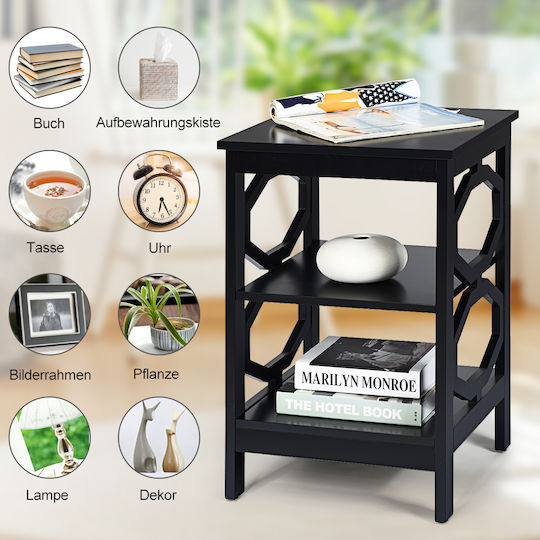 Wooden Black Bedside Tables 2 Pieces 40x40x61cm