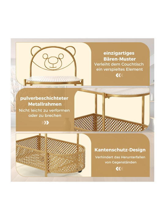 Rechteckig Beistelltisch Glas mit Rollen Rosa B60xT40xH76cm