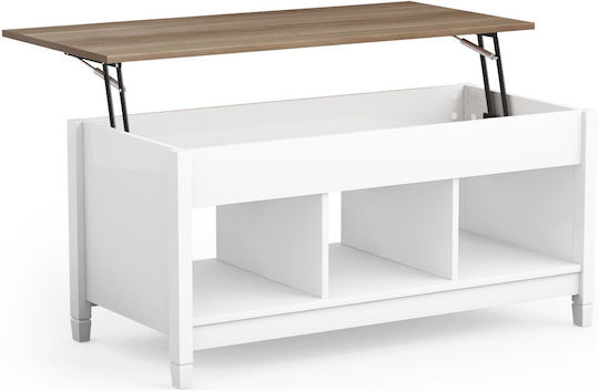 Rechteckiges Zentral-Kaffeetisch aus Massivholz mit Hebemechanismus Braun M104.5xL49xH48cm