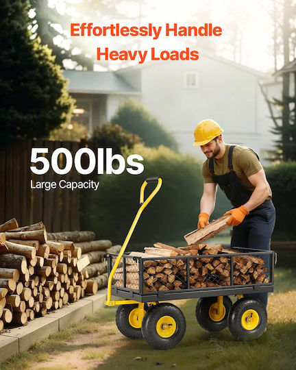 Garden Cart Log Transport Metallic Four-wheel with Maximum Load Weight 226kg