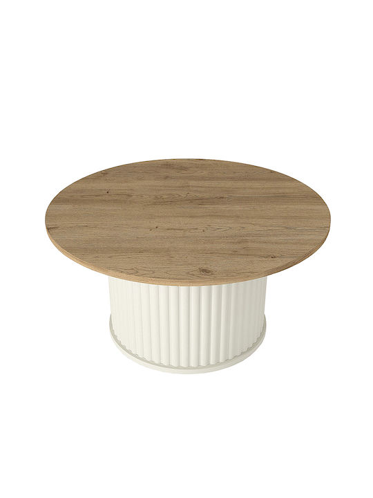 Στρογγυλό Κεντρικό Τραπεζάκι Bohema Ξύλινο Ivory - Sepet Oak Μ85xΠ85xΥ43.2εκ.