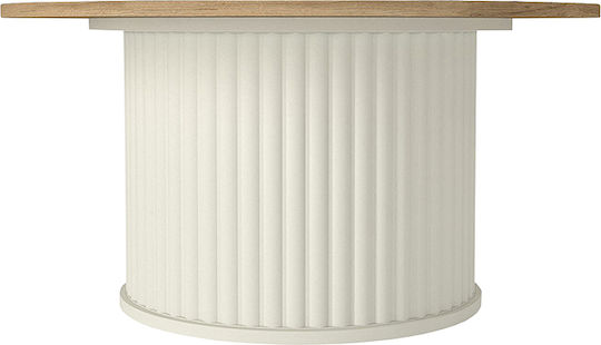 Στρογγυλό Κεντρικό Τραπεζάκι Bohema Ξύλινο Ivory - Sepet Oak Μ85xΠ85xΥ43.2εκ.