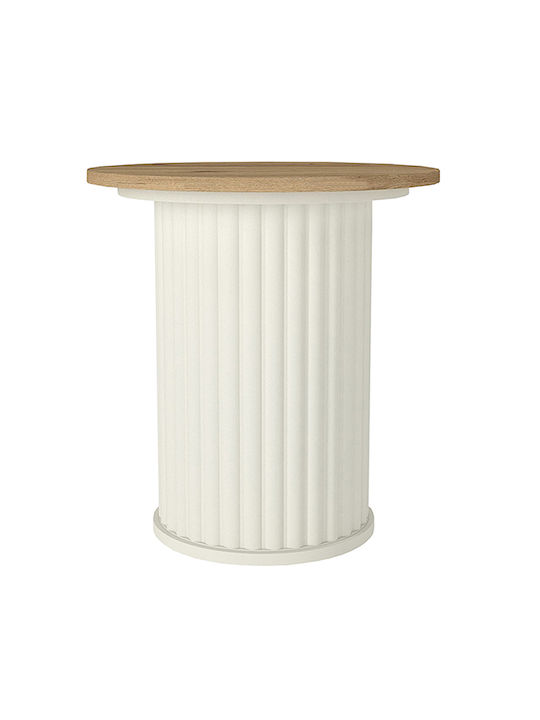 Στρογγυλό Βοηθητικό Τραπεζάκι Bohema Ξύλινο Ivory - Sepet Oak Μ50xΠ50xΥ53.2εκ.