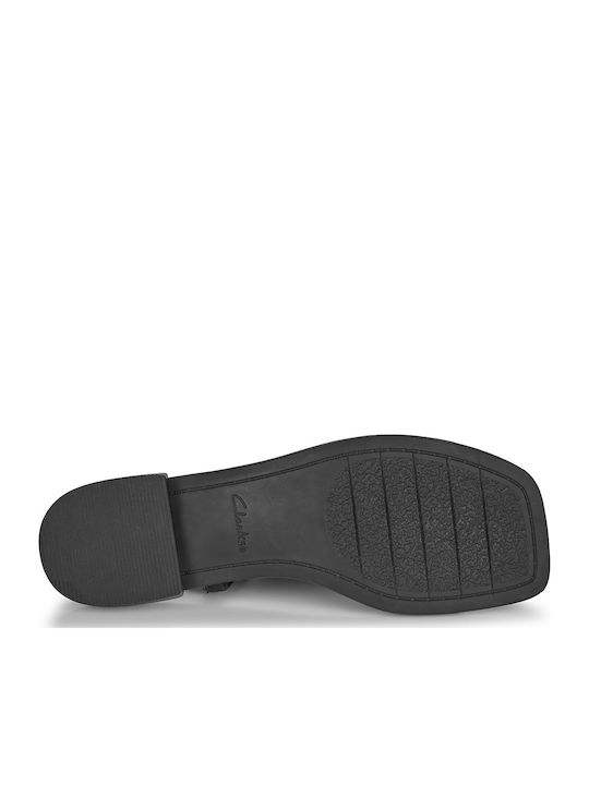 Ariany Leather Women's Flat Sandals with Strap in Black Color