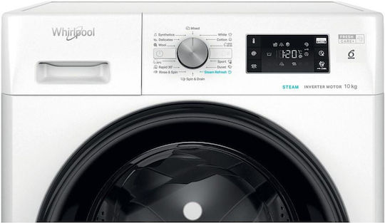 Whirlpool Πλυντήριο Ρούχων 10kg με Τεχνολογία Ατμού 1400 Στροφών 6th Sense FFB 10489 BV EE