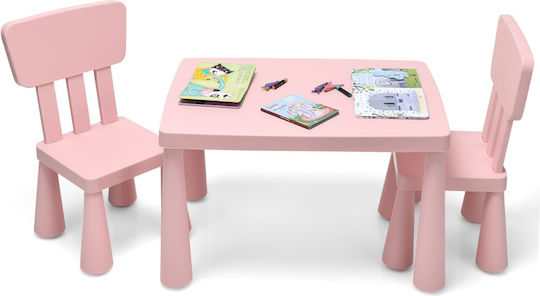 Kinder Tischset mit Stühlen zum Malen Rosa Costway
