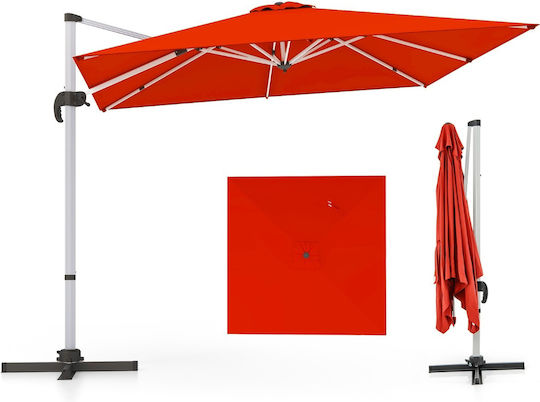 Garten & Terrassen Sonnenschirm Bodenständer Quadratisch Aluminium Rosa mit Ständer 3x3m NP11584CS