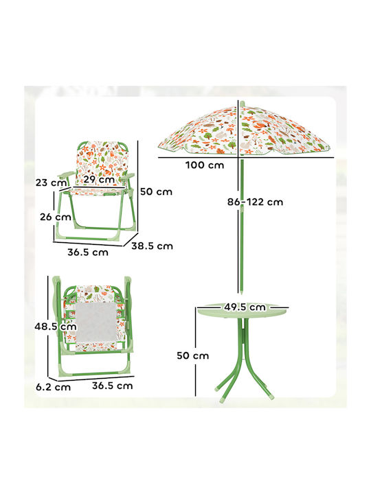 Set Masă cu Scaune pentru Copii Verde Aiyaplay