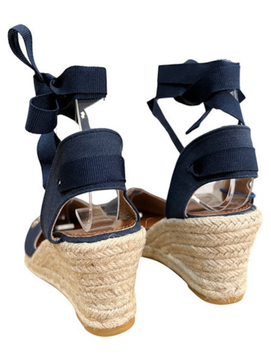 Women's Synthetic Leather Platform Espadrilles Blue