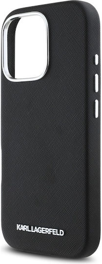 Karl Lagerfeld Saffiano Vollständig Umschlossene Verlängerte Metall-Logo Magsafe Hülle iPhone 16 Pro Schwarz