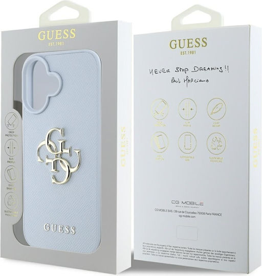 Guess Grained Big 4g Logo Small Classic Logo Case Iphone 16 Blue