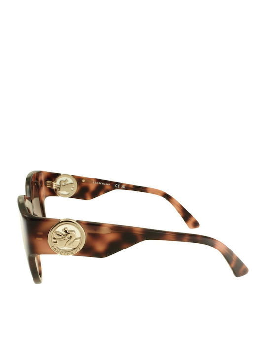 Longchamp Women's Sunglasses with Brown Tartaruga Plastic Frame and Brown Gradient Lens LO740S 690