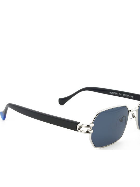 Urban Owl Unisex Sunglasses with Silver Metal Frame and Blue Lens HUNTER-C4