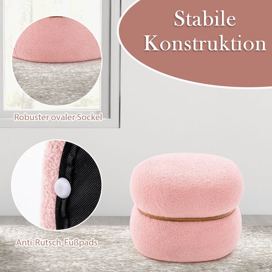 Stool For Living Room With Storage Space Upholstered with Fabric Pink 35x44x35cm