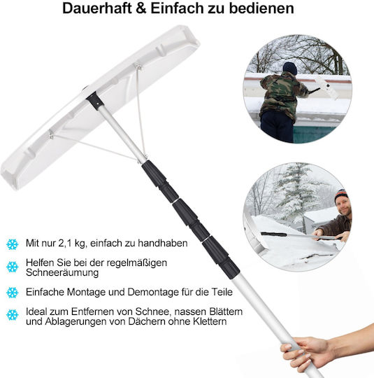 Costway Telescopic Snow Shovel Adjustable Length Anti-Slip Handle Snow Removal Roofs Hard-to-Reach Areas Np10770
