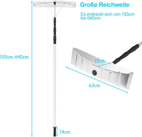 Costway Telescopic Snow Shovel Adjustable Length Anti-Slip Handle Snow Removal Roofs Hard-to-Reach Areas Np10770