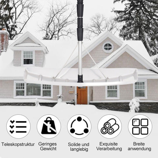 Costway Telescopic Snow Shovel Adjustable Length Anti-Slip Handle Snow Removal Roofs Hard-to-Reach Areas Np10770