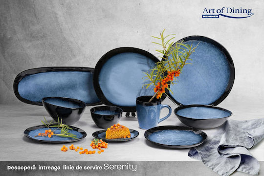 Heinner Serenity Shallow Ceramic Blue Serving Plate with Diameter 28cm