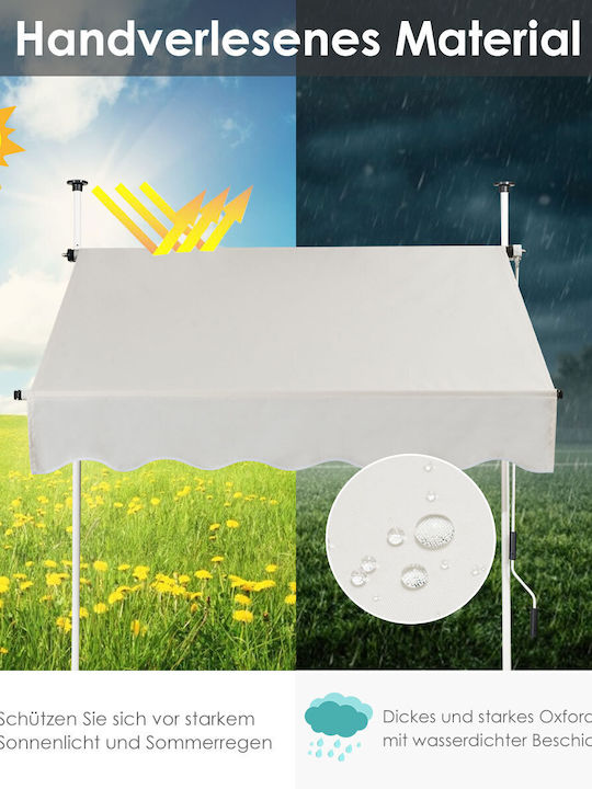 Costway Τέντα Βεράντας με Led Καφέ 1.5x1.2m