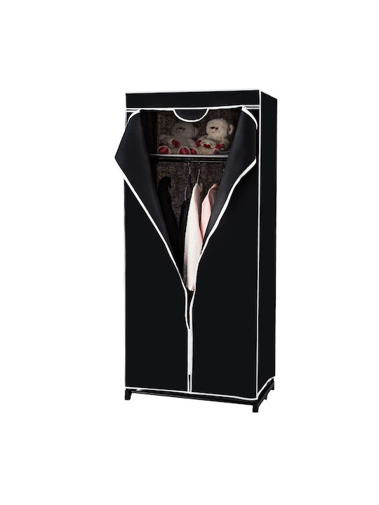 Costway Fabric Wardrobe with Zipper and Shelves in Black Color 75x50x170cm