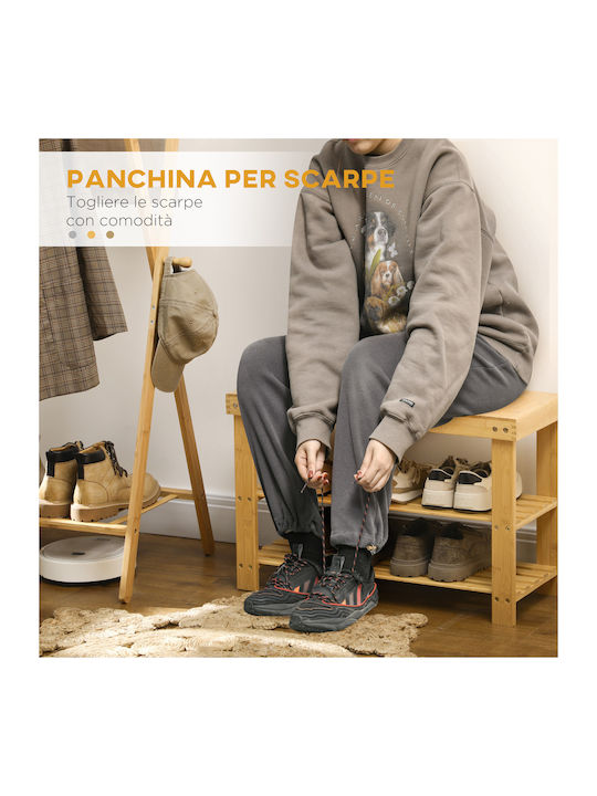 Bamboo Shoe Organizer Beige 70x28x45cm